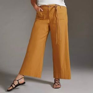 Anthropologie Colette Cropped Wide-Leg Pants in Tall - Gold
